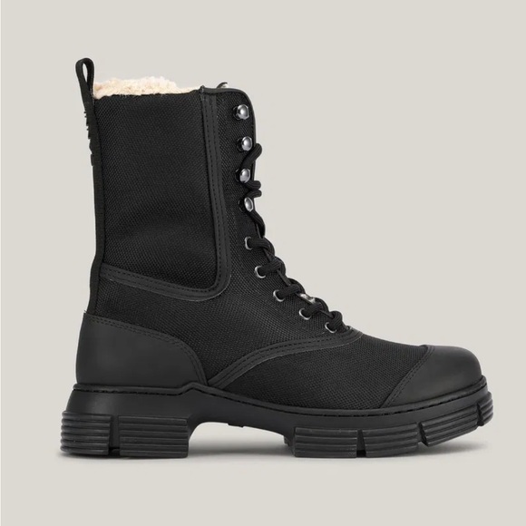 GANNI Black
Recycled Mixed Lace-Up Boots - Picture 1 of 11